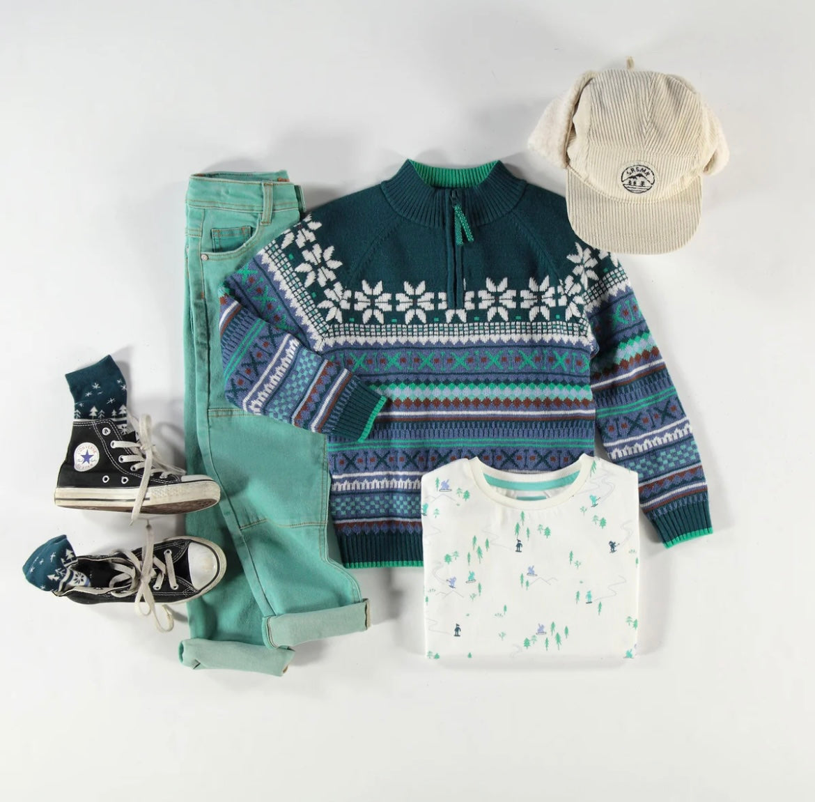 Souris Mini Alps Knit Sweater - Teal