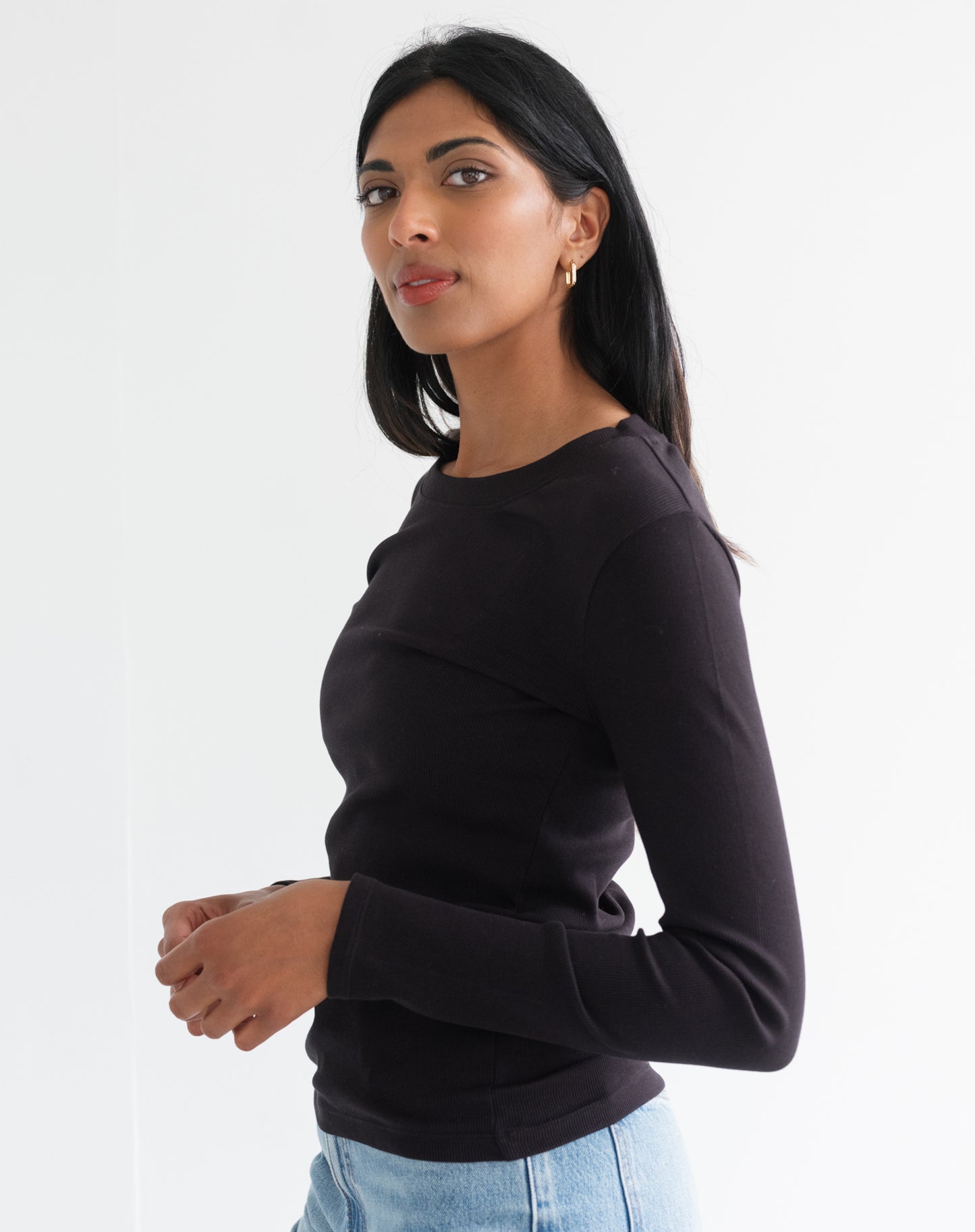 Brunette the Label Ribbed Long Sleeve - Black