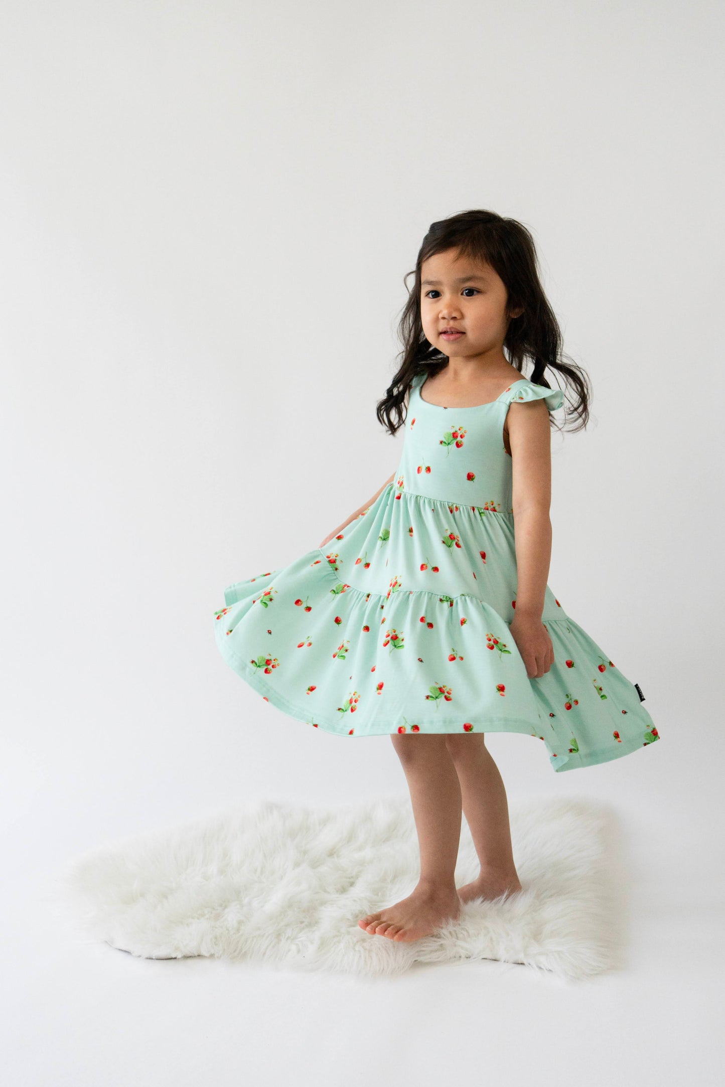 Belan.J Ruffled Strap Tiered Dress - Strawberry Garden