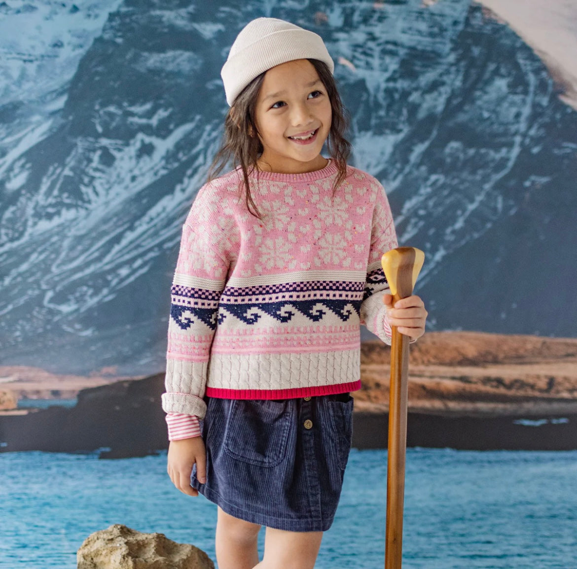 Souris Mini Navy Corduroy Skirt