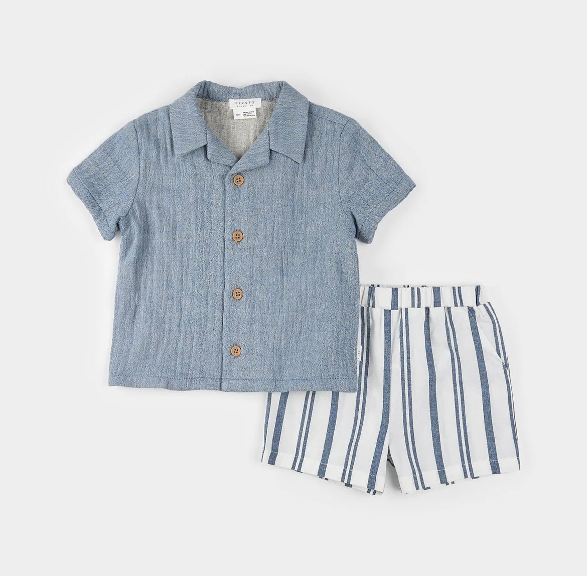Petit Lem Chambray Shirt and Striped Short Set