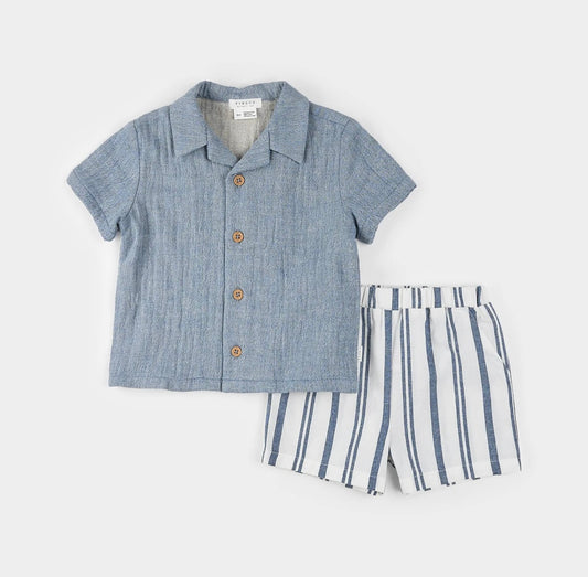 Petit Lem Chambray Shirt and Striped Short Set