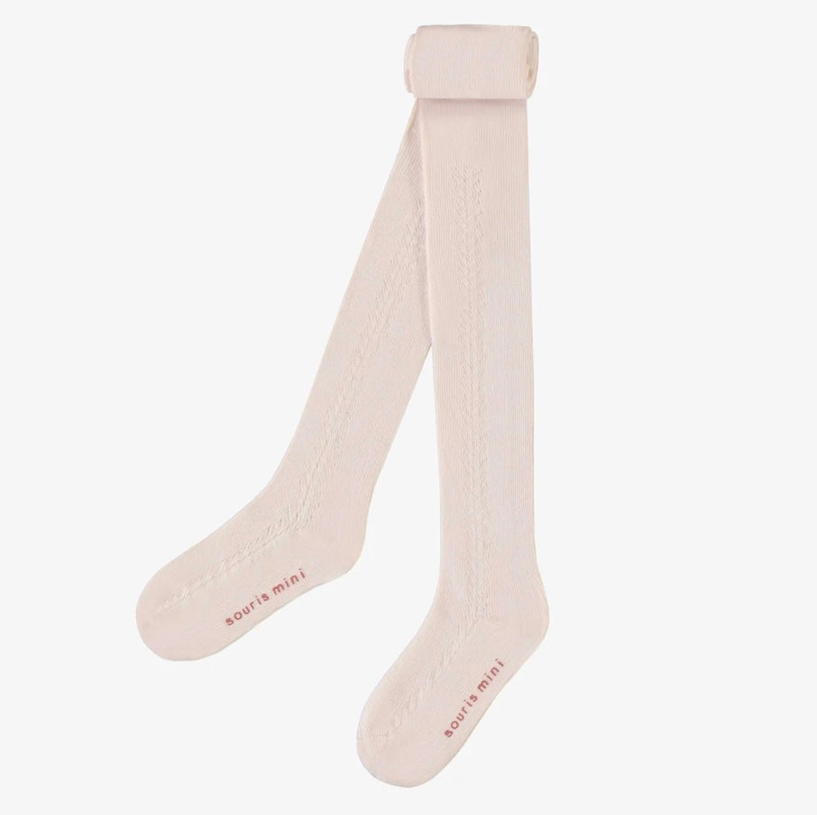 Souris Mini Pink Pointelle Tights - Child