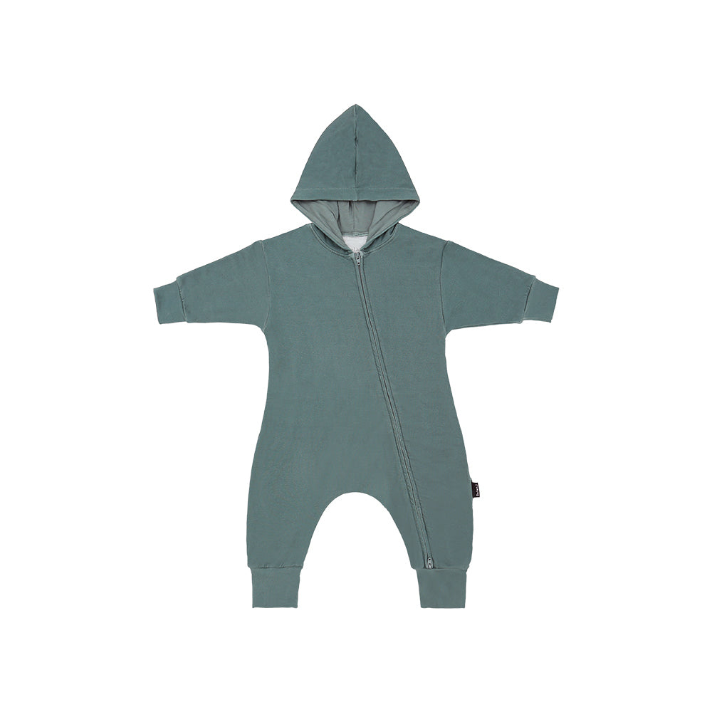 Belan.J Baggy Hoodie Zipper Jumpsuit - Leafy Green