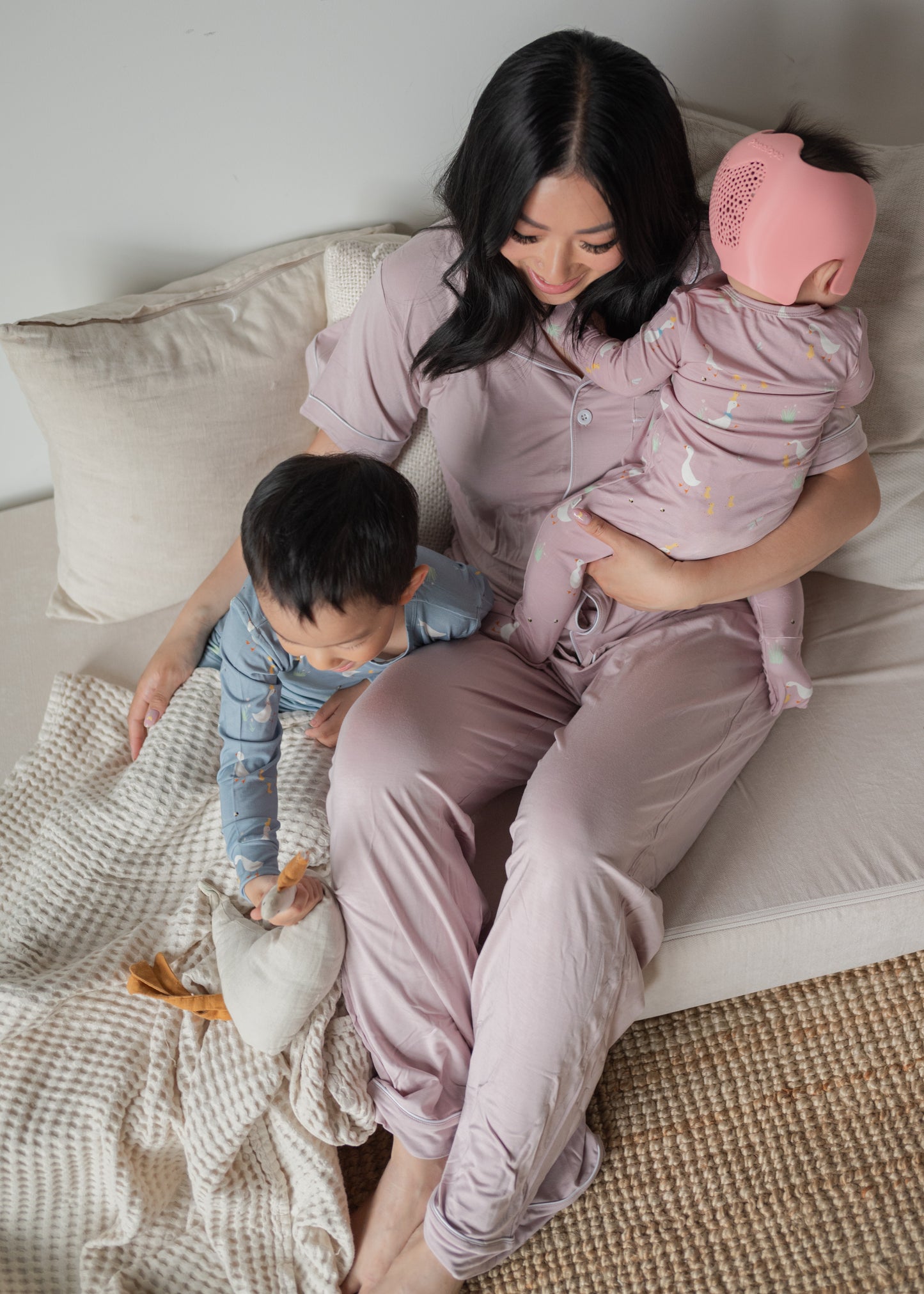 Roobear Mama Goose Embroidered Pj Set - Petal Pink