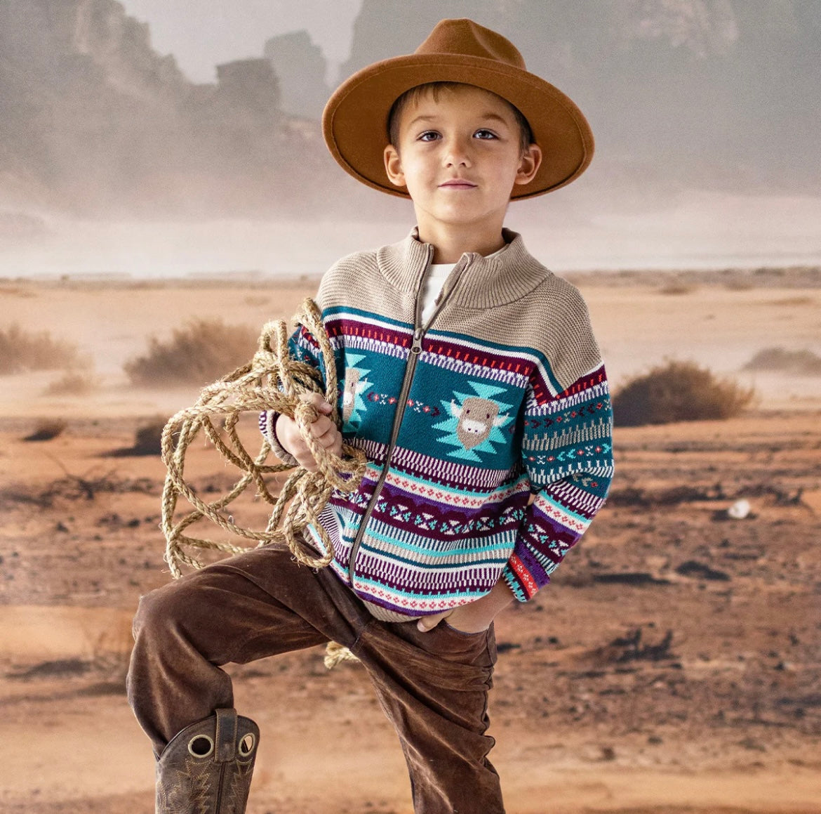 Souris Mini Western Zip Up Sweater