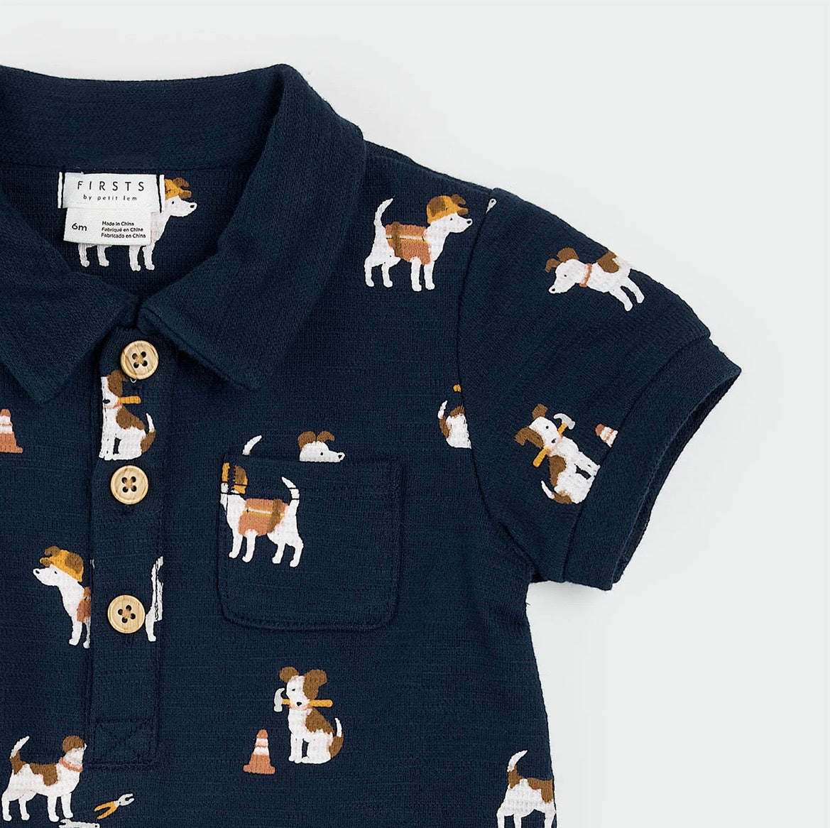 Petit Lem Pups At Work Romper