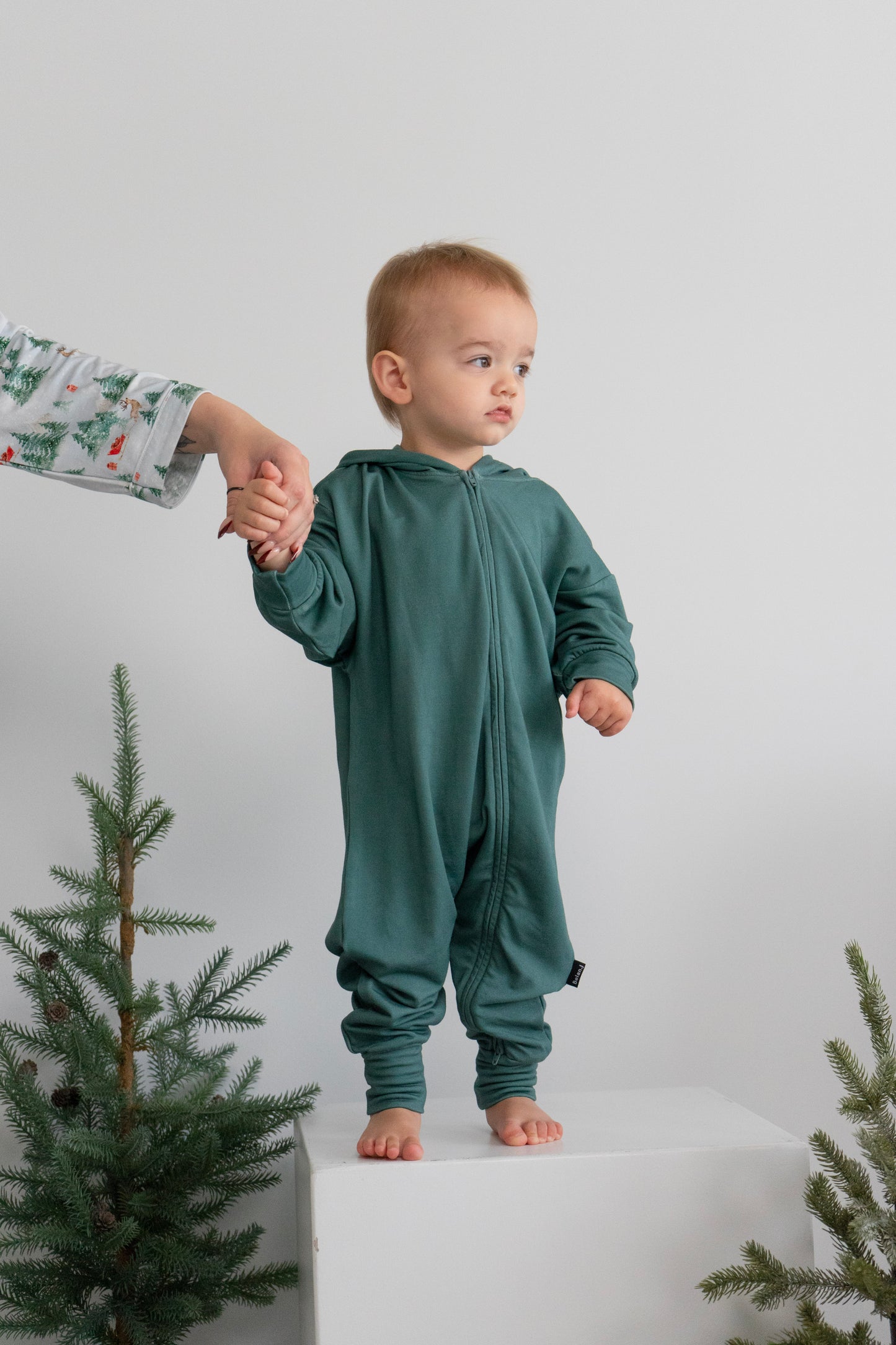 Belan.J Baggy Hoodie Zipper Jumpsuit - Leafy Green