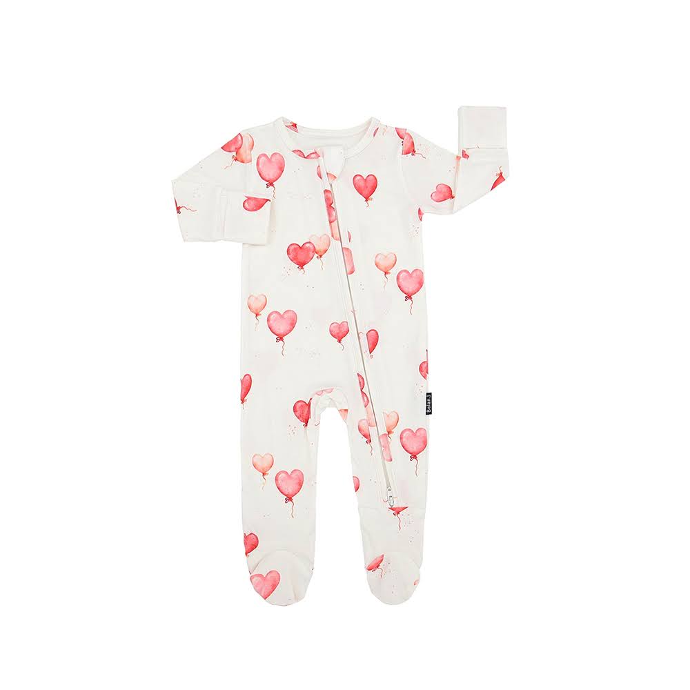 Belan.J Footed Zipper Sleeper - Heart Balloons