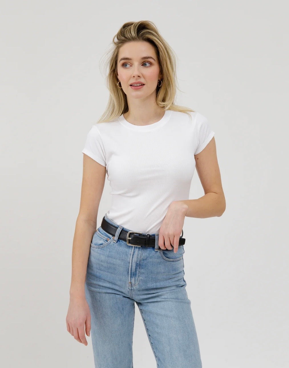 Brunette the Label Ribbed Tee - White