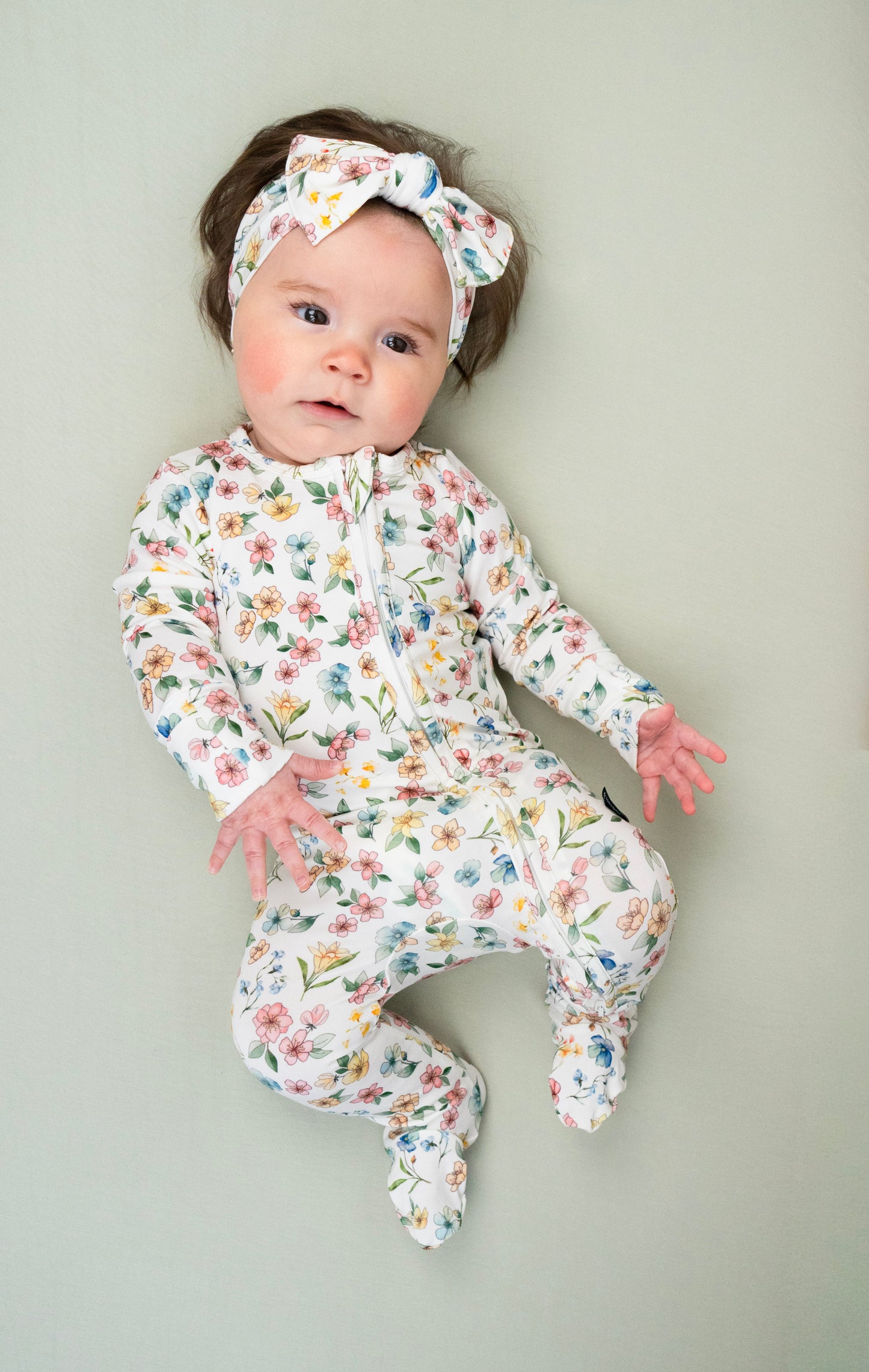 Belan.J Footed Zipper Sleeper - Spring Meadows