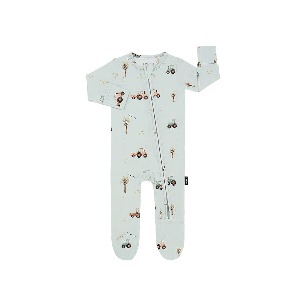 Belan.J Footed Zipper Sleeper - Tractors
