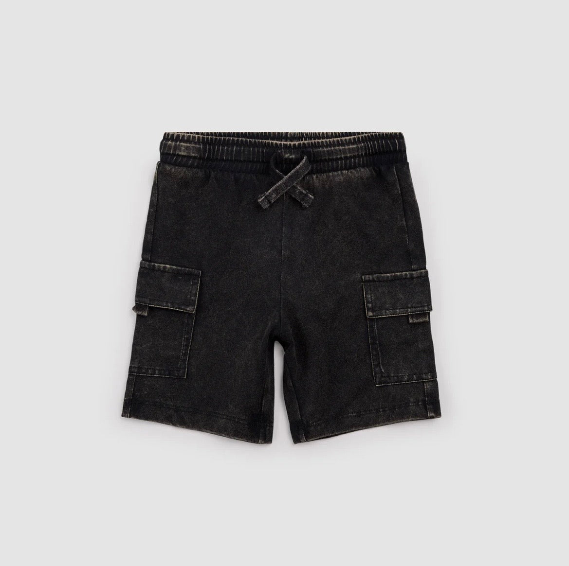 Miles the Label Acid Wash Black Cargo Short