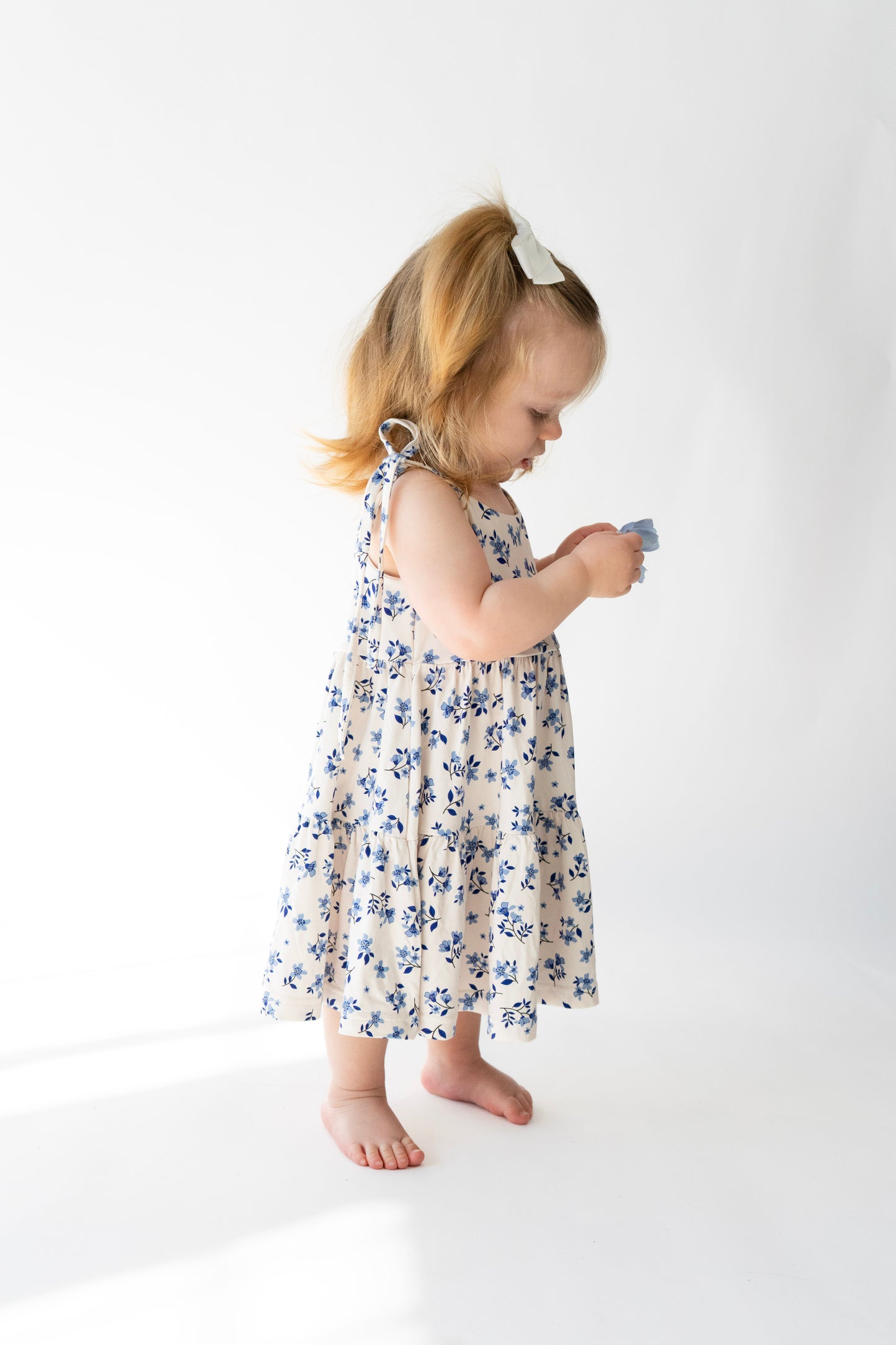 Belan.J Shoulder Tie Tiered Dress - Bluebells