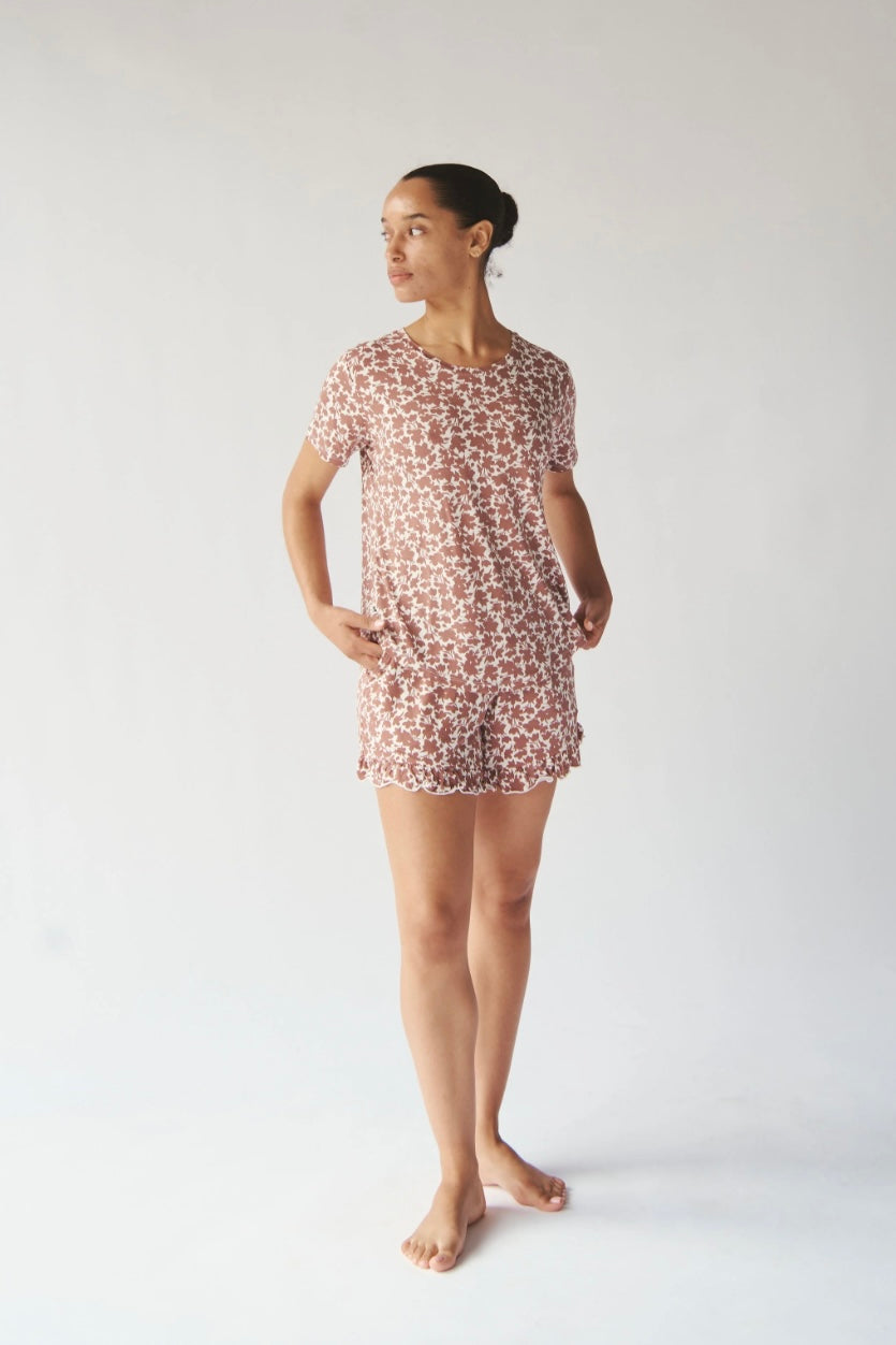 Bambi & Birdie Ladies Ruffled Short Set - Meadow
