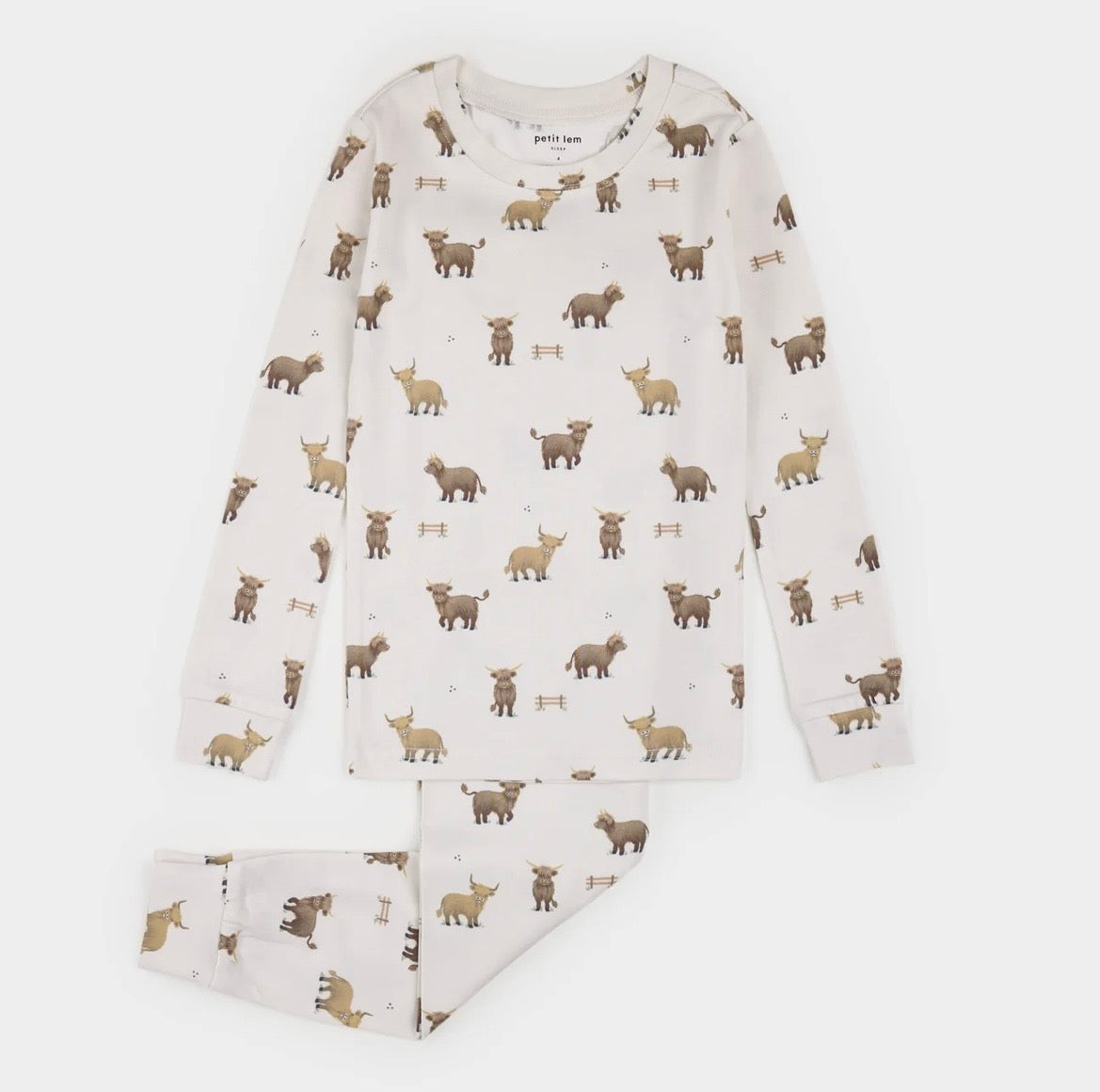 Petit Lem Highland Cow Infant PJ Set