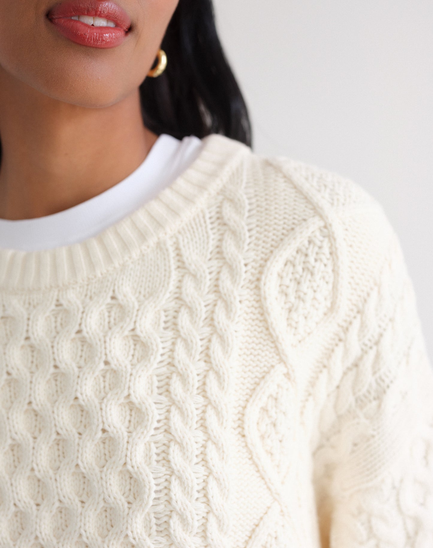 Brunette the Label Irish Cable Knit Sweater