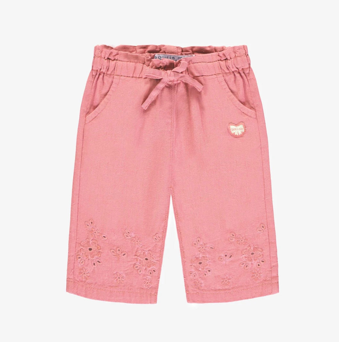 Souris Mini Pink Floral Embroidered Pants