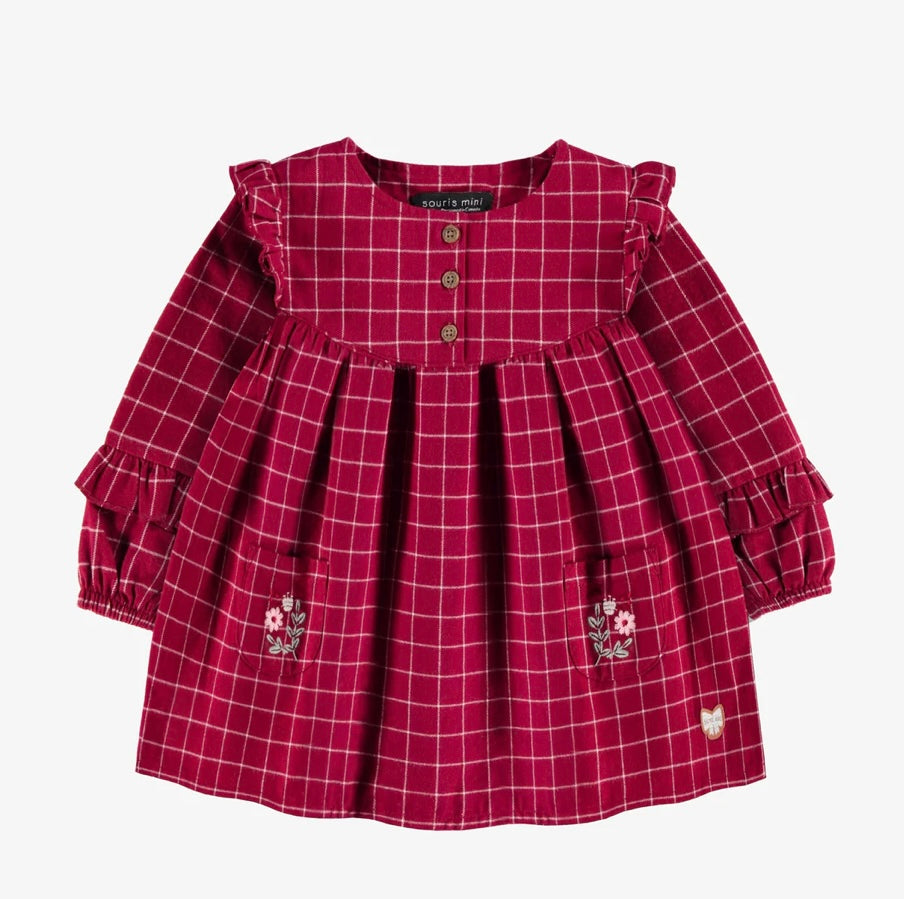Souris Mini Red Plaid Flannel Dress
