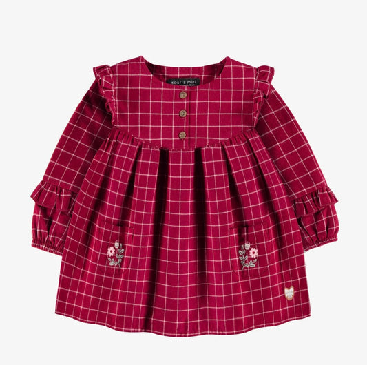 Souris Mini Red Plaid Flannel Dress