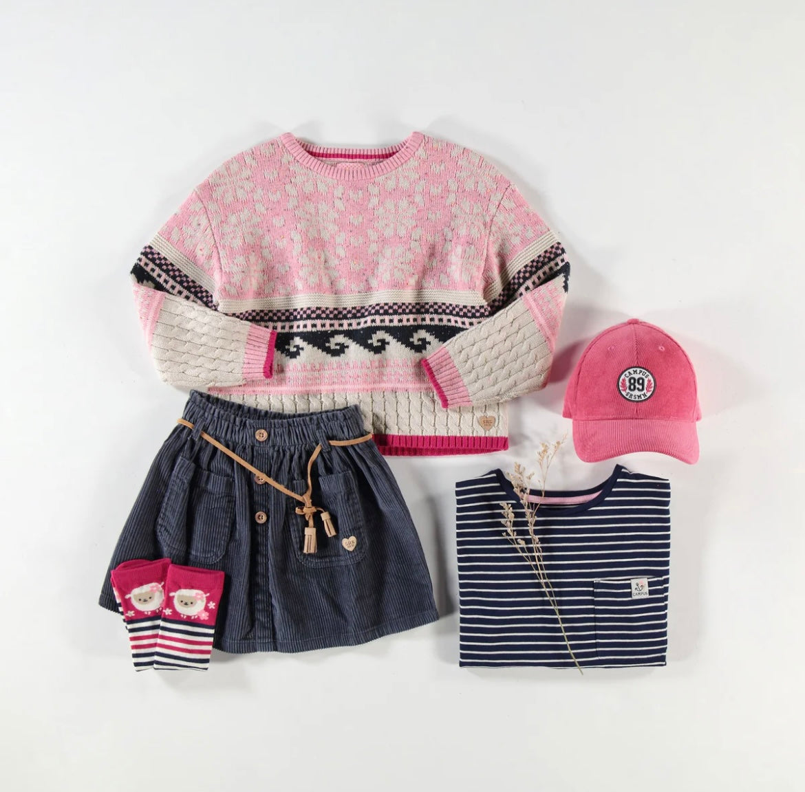 Souris Mini Navy Corduroy Skirt