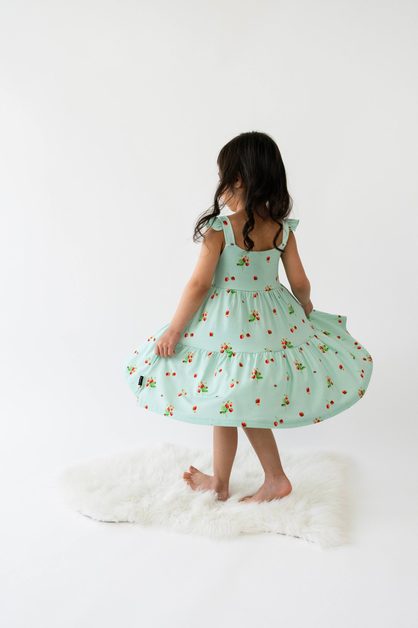 Belan.J Ruffled Strap Tiered Dress - Strawberry Garden