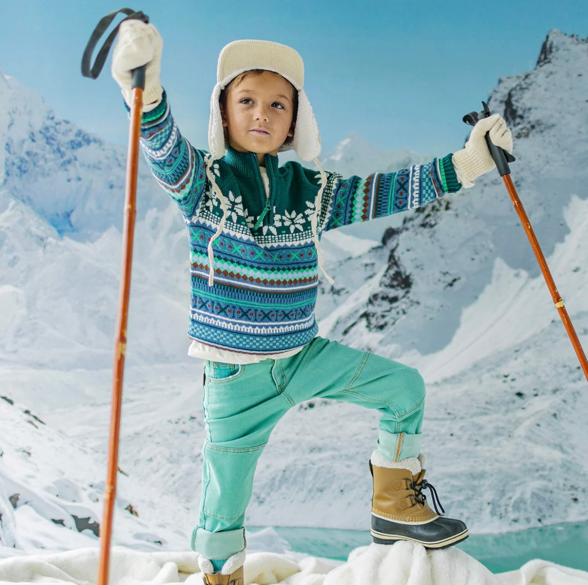 Souris Mini Alps Knit Sweater - Teal
