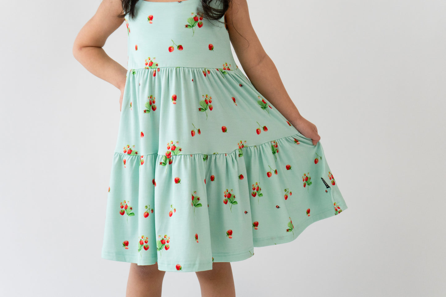 Belan.J Ruffled Strap Tiered Dress - Strawberry Garden