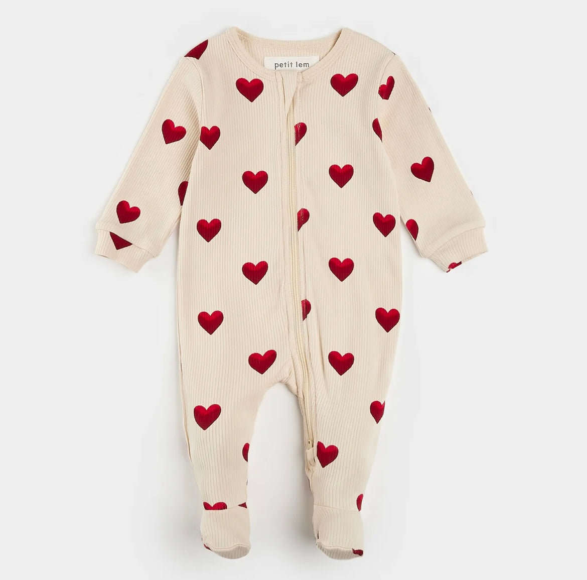 Petit Lem Hearts Ribbed Sleeper