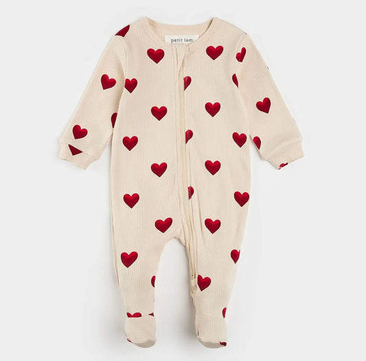 Petit Lem Hearts Ribbed Sleeper