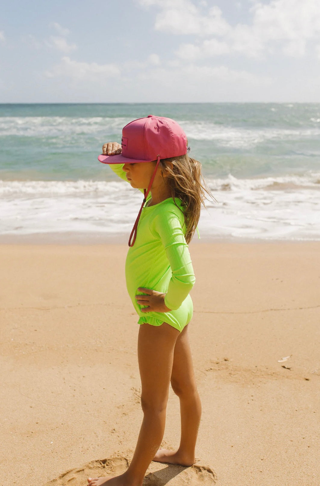 Current Tyed Ribbed Ruffle Rashguard - Green Gecko