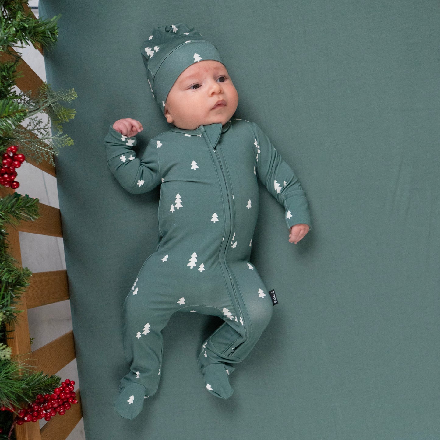 Belan.J Footed Zipper Sleeper - Tiny Trees