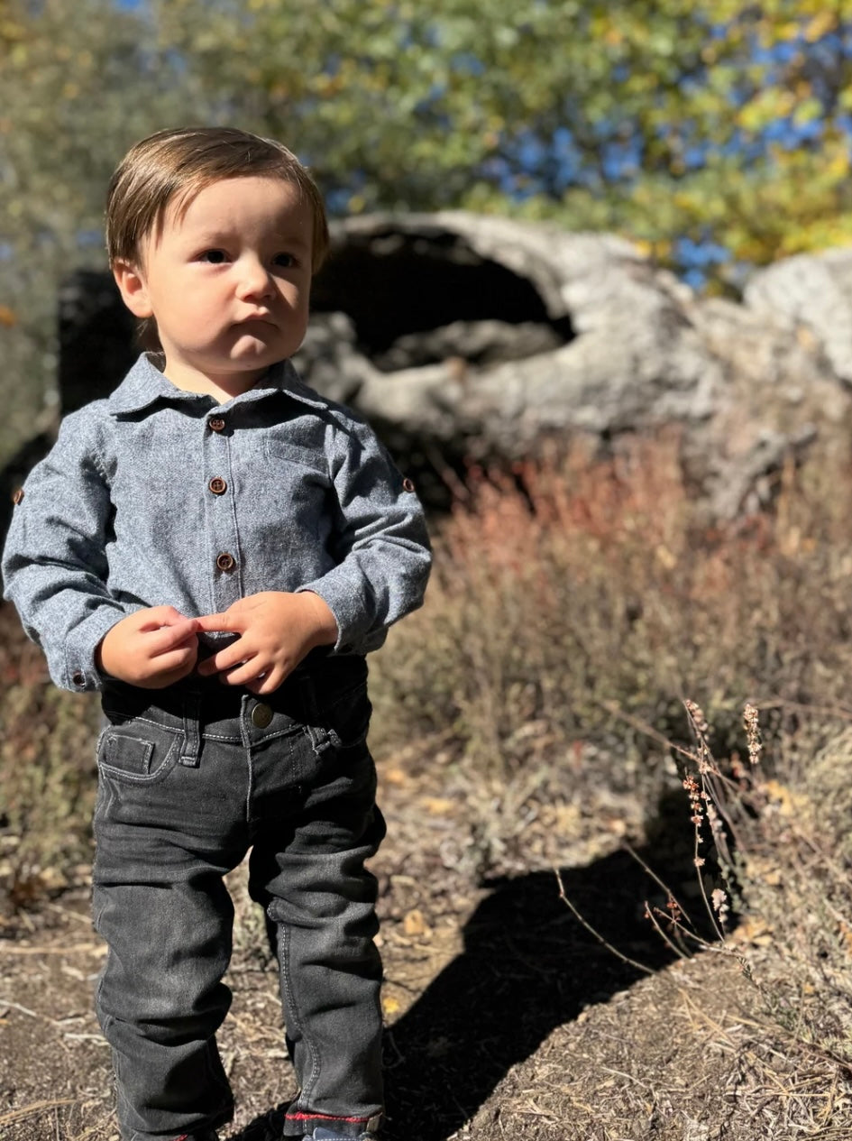 Jasper Woven Onesie - Navy Chambray