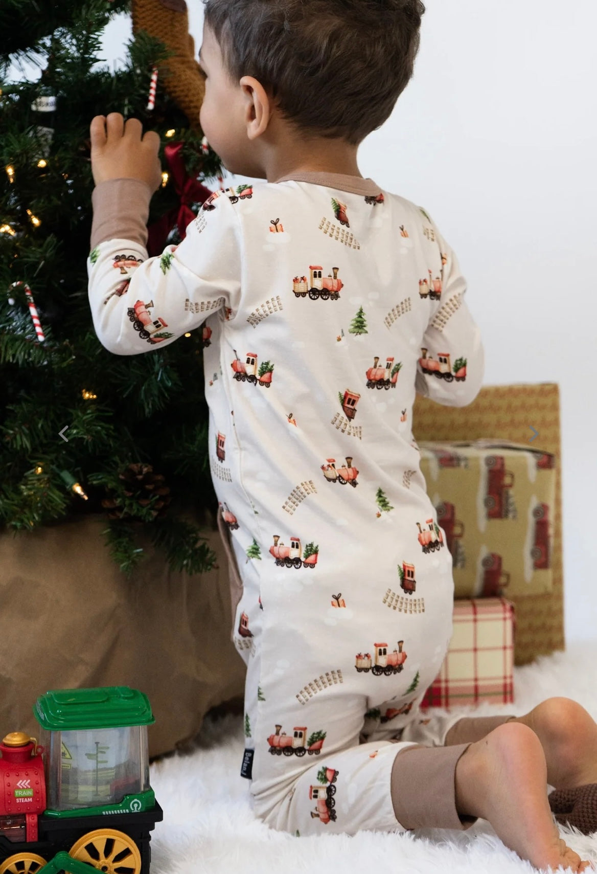 Belan.J L/S Pocket Romper - Christmas Train