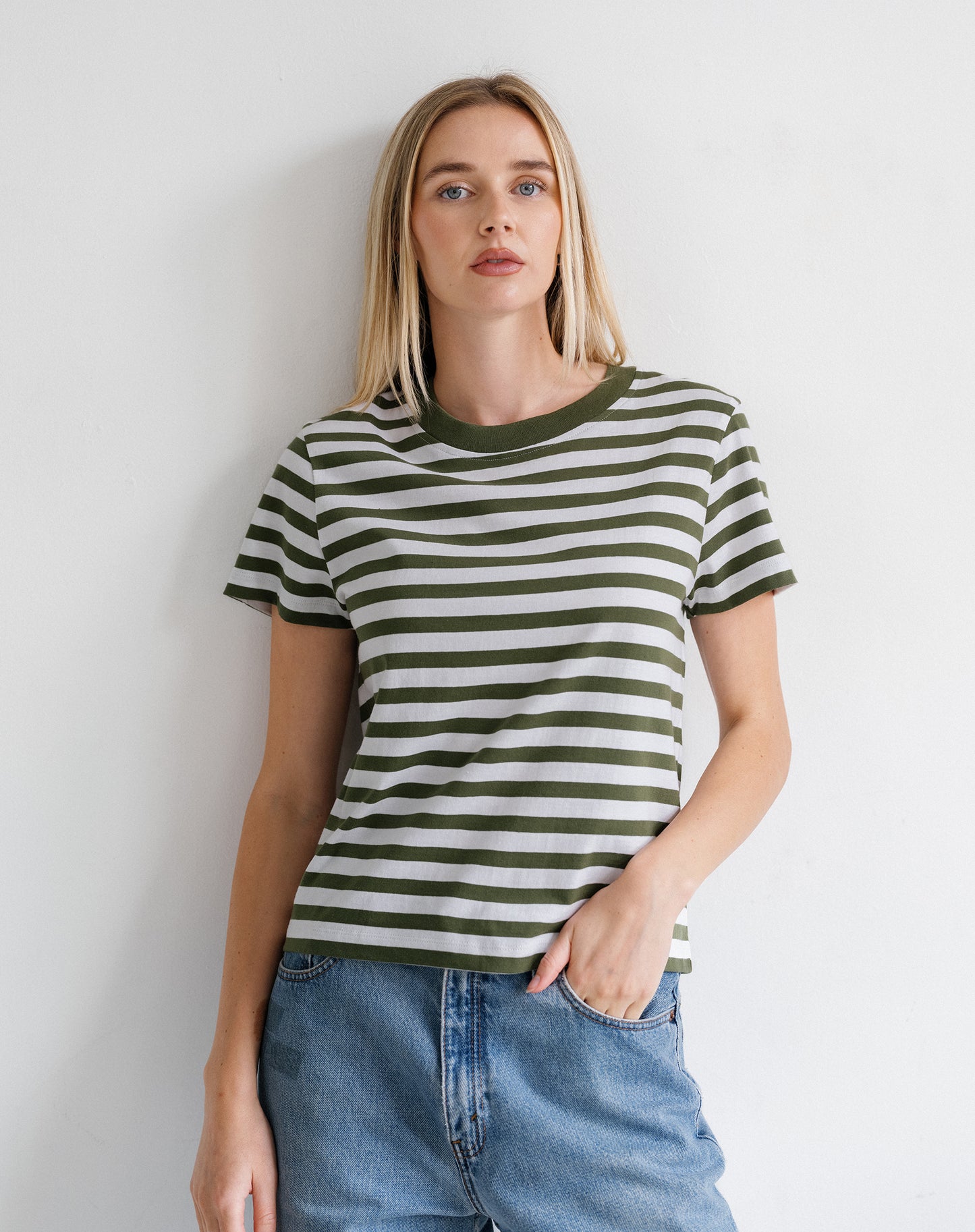 Brunette the Label Paris Tee - Chive Stripe