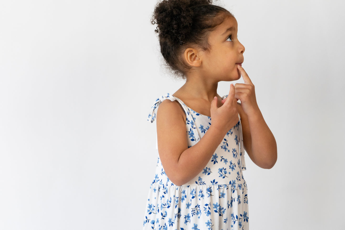 Belan.J Shoulder Tie Tiered Dress - Bluebells