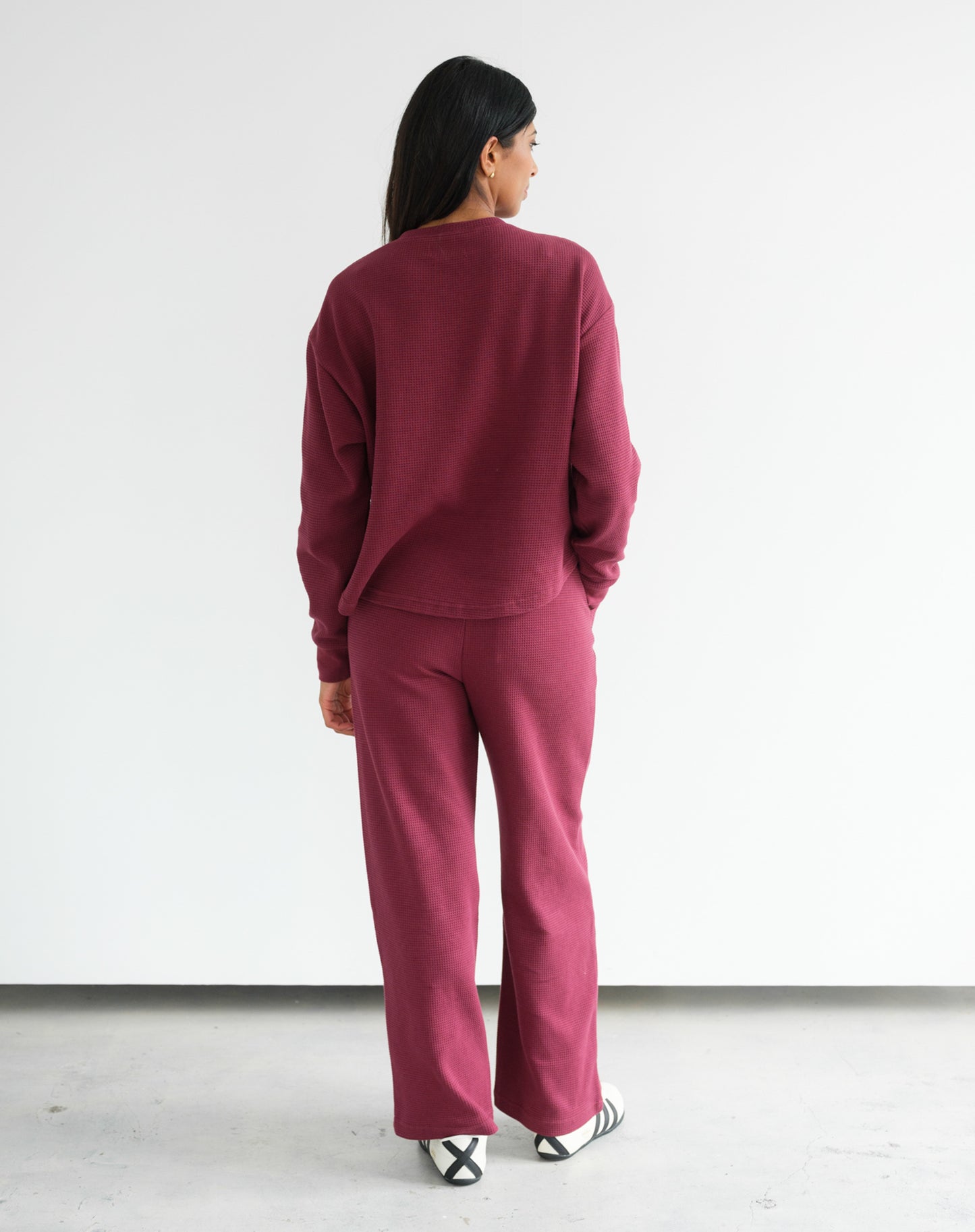 Brunette the Label Waffle Henley - Burgundy