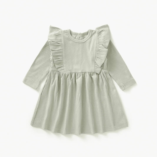 Mila & Co. Ribbed Flutter Dress - Pistachio