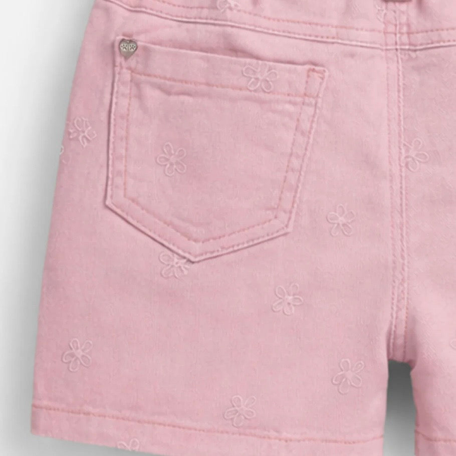Souris Mini Floral Embroidered Pink Denim Shorts
