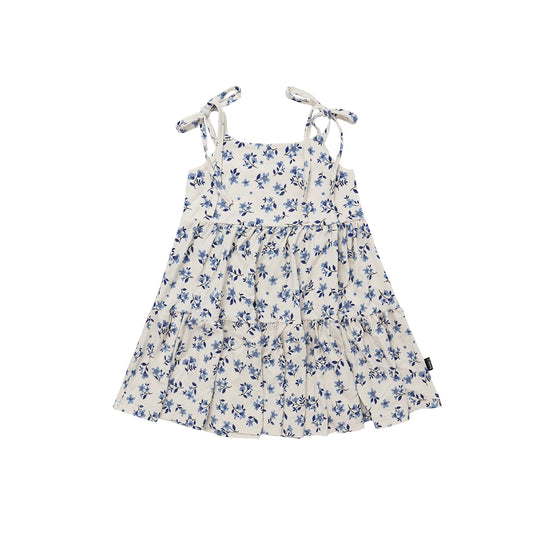 Belan.J Shoulder Tie Tiered Dress - Bluebells
