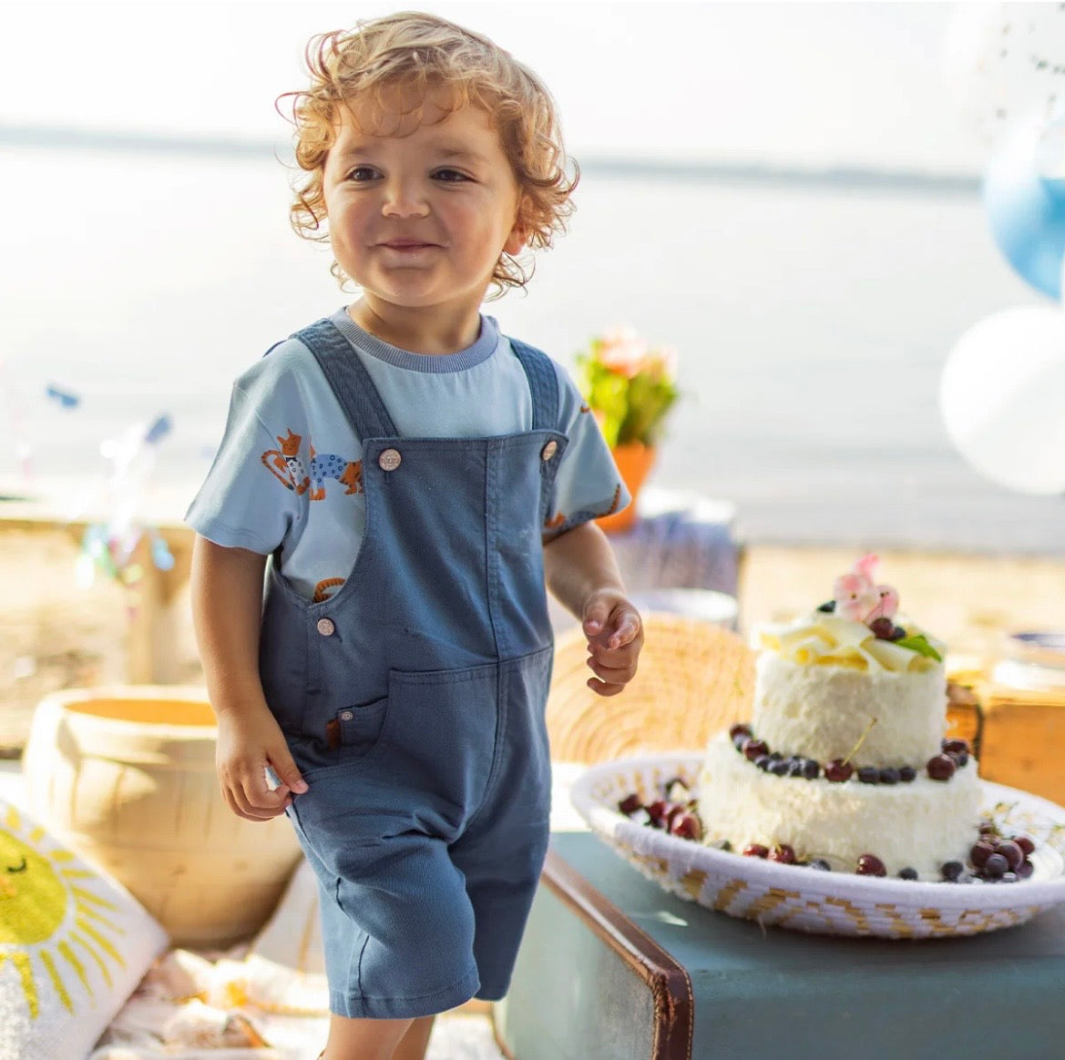 Souris Mini Blue Denim Short Overalls