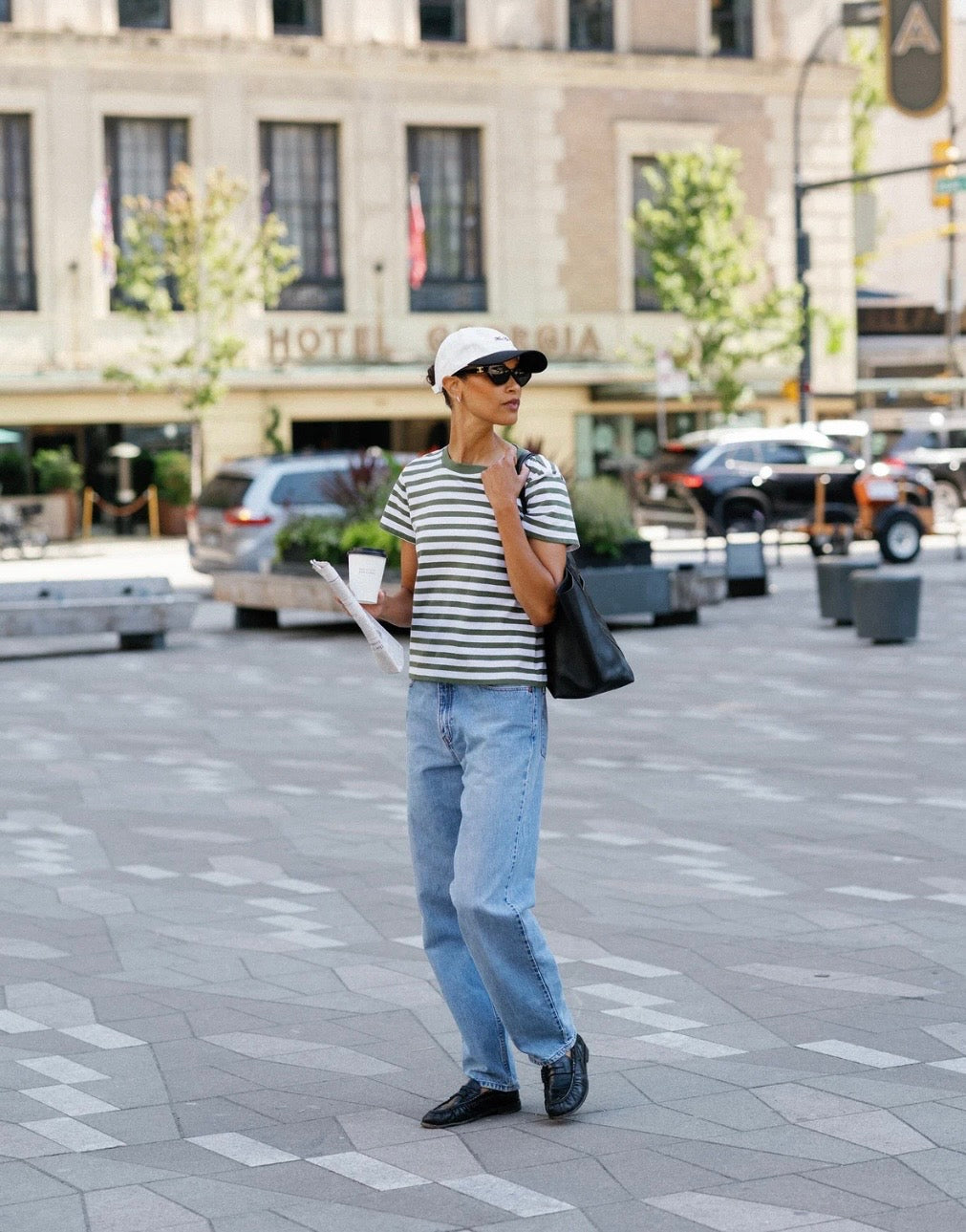 Brunette the Label Paris Tee - Chive Stripe