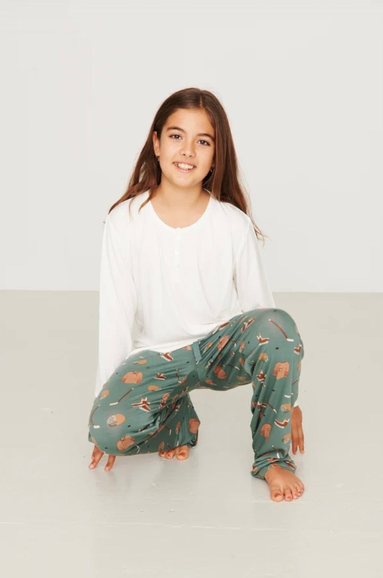Bambi & Birdie Youth Wide Leg Pant Set - Hockey