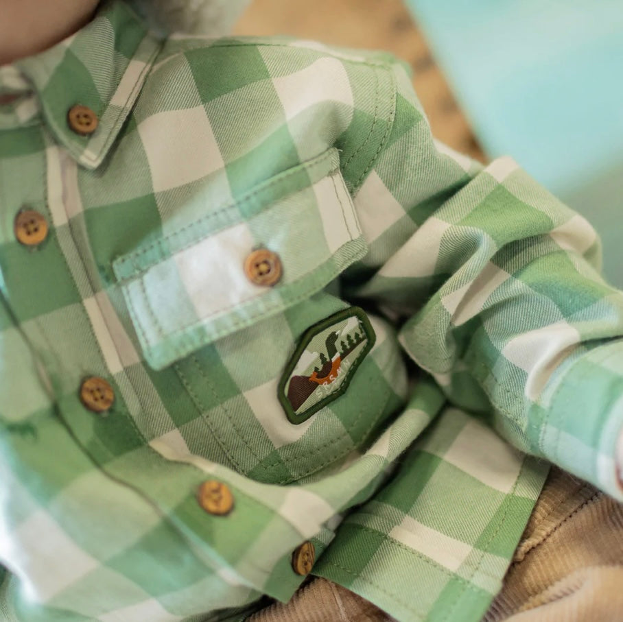 Souris Mini Green Plaid Flannel Shirt