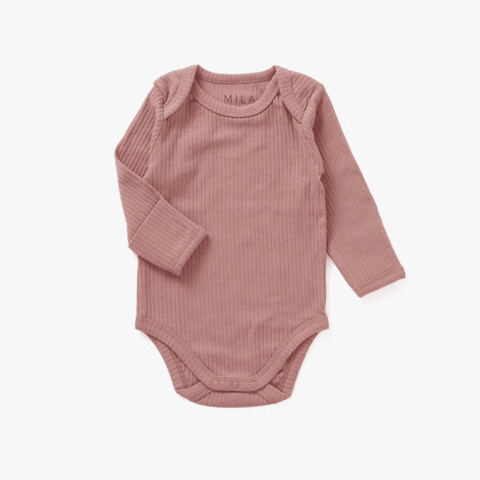 Mila & Co. Ribbed Bodysuit - Vintage Rose