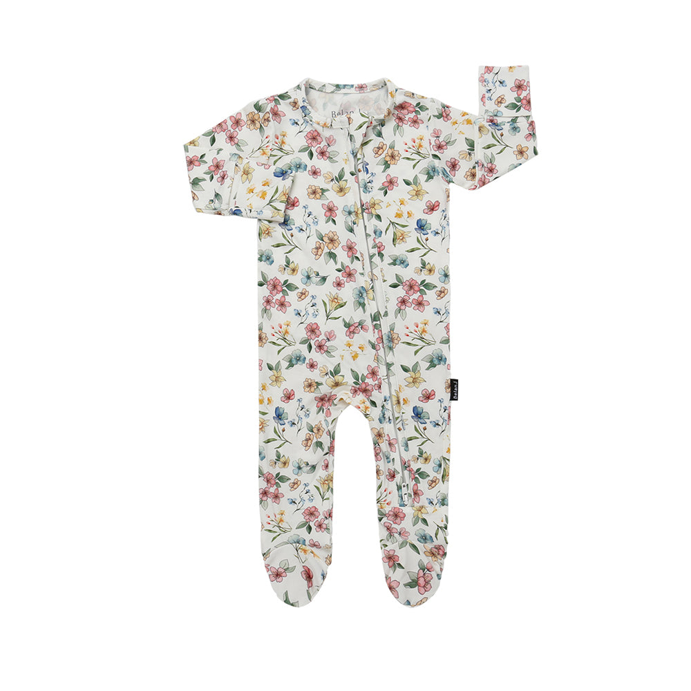 Belan.J Footed Zipper Sleeper - Spring Meadows