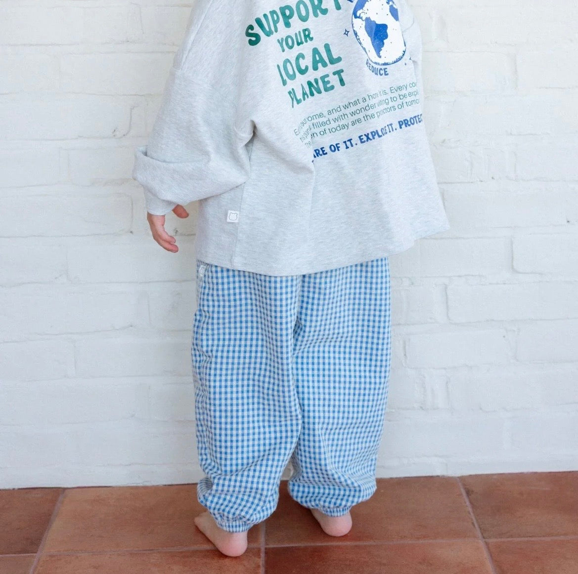 Roobear Comfy Gingham Pants - Blue