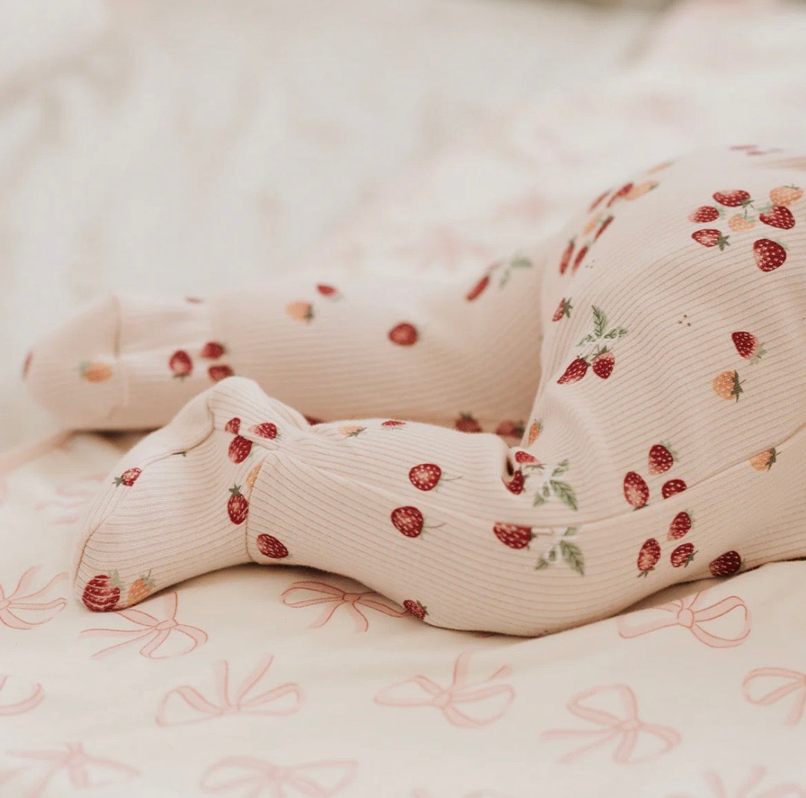 Petit Lem Strawberry Ribbed Sleeper