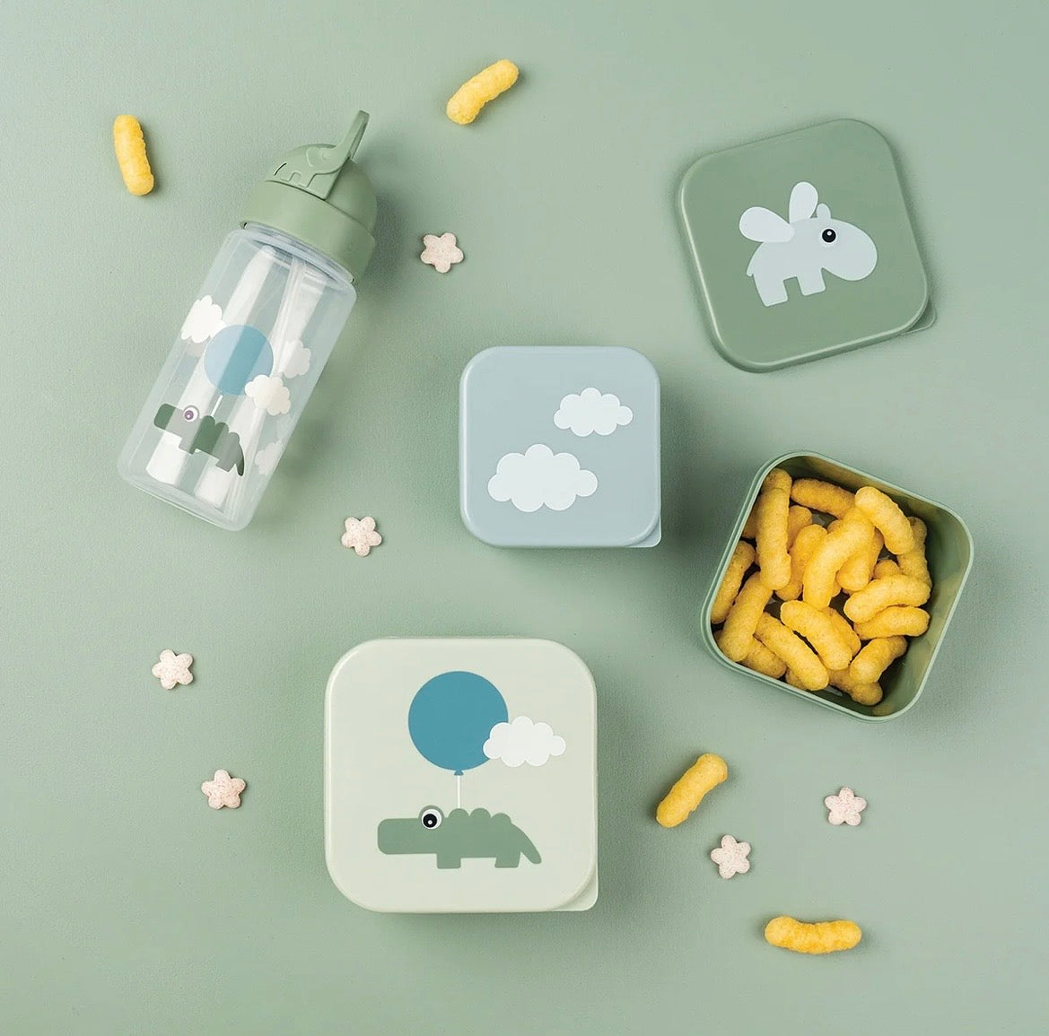 Happy Clouds 3 pc Snack Box Set - Green