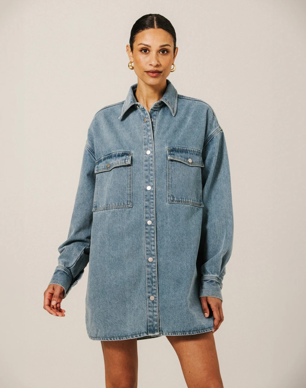 Brunette the Label Shania Denim Jacket - Vintage Blue